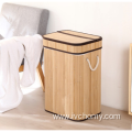 Large capacity bamboo frame laundry basket with lid